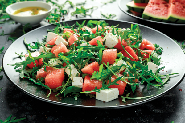 RECETTE MINCEUR : salade feta pastèque roquette